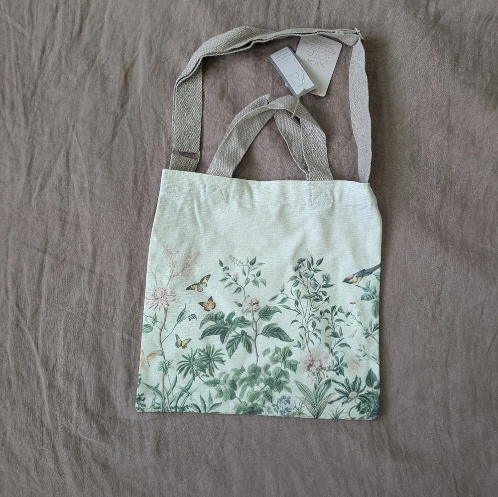 🌸 English Garden Canvas Tote Bag & Purse - Adjustable Straps & Snap Closure NWT - Picture 4 of 11
